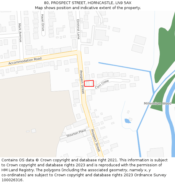 80, PROSPECT STREET, HORNCASTLE, LN9 5AX: Location map and indicative extent of plot