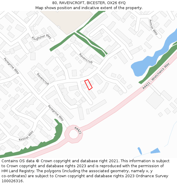 80, RAVENCROFT, BICESTER, OX26 6YQ: Location map and indicative extent of plot