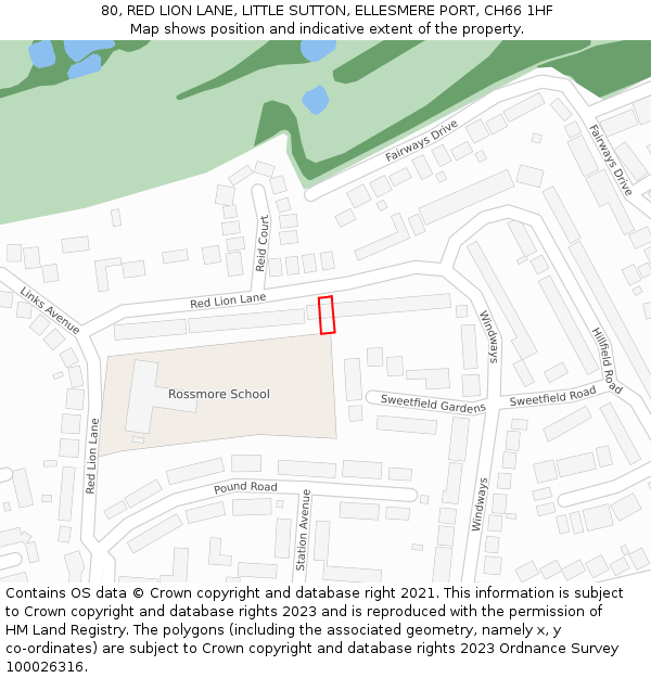 80, RED LION LANE, LITTLE SUTTON, ELLESMERE PORT, CH66 1HF: Location map and indicative extent of plot