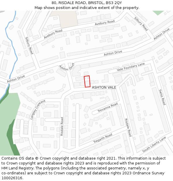 80, RISDALE ROAD, BRISTOL, BS3 2QY: Location map and indicative extent of plot