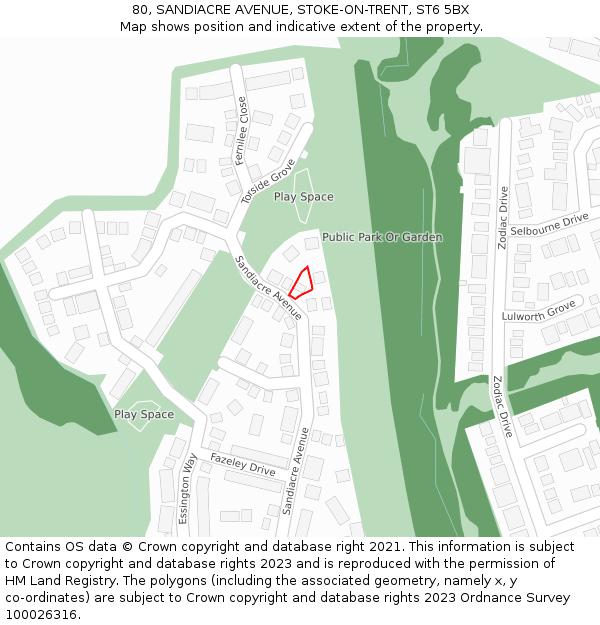 80, SANDIACRE AVENUE, STOKE-ON-TRENT, ST6 5BX: Location map and indicative extent of plot