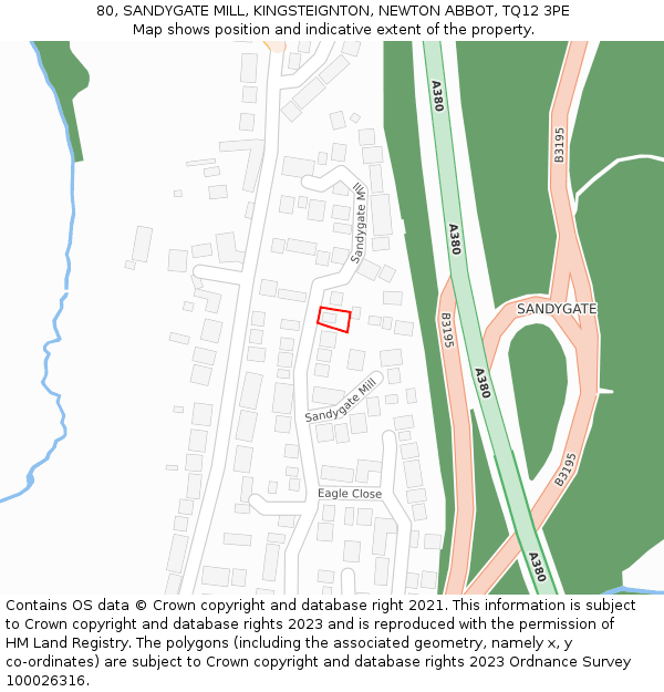 80, SANDYGATE MILL, KINGSTEIGNTON, NEWTON ABBOT, TQ12 3PE: Location map and indicative extent of plot
