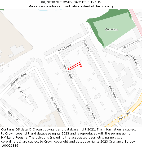 80, SEBRIGHT ROAD, BARNET, EN5 4HN: Location map and indicative extent of plot