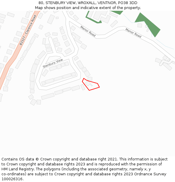 80, STENBURY VIEW, WROXALL, VENTNOR, PO38 3DD: Location map and indicative extent of plot