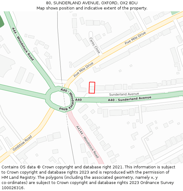 80, SUNDERLAND AVENUE, OXFORD, OX2 8DU: Location map and indicative extent of plot