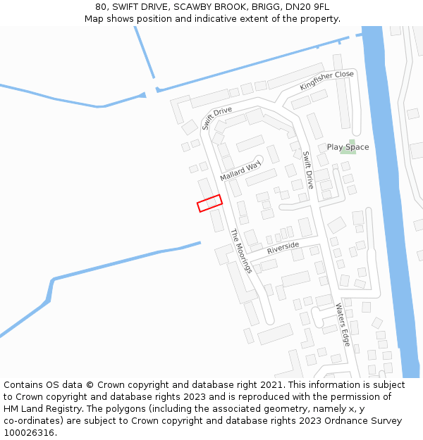 80, SWIFT DRIVE, SCAWBY BROOK, BRIGG, DN20 9FL: Location map and indicative extent of plot