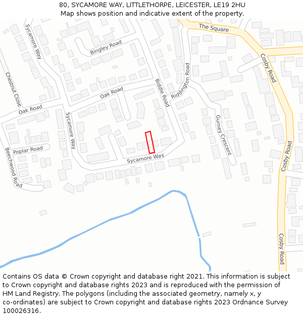 80, SYCAMORE WAY, LITTLETHORPE, LEICESTER, LE19 2HU: Location map and indicative extent of plot