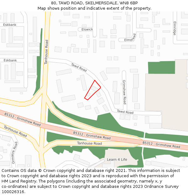 80, TAWD ROAD, SKELMERSDALE, WN8 6BP: Location map and indicative extent of plot