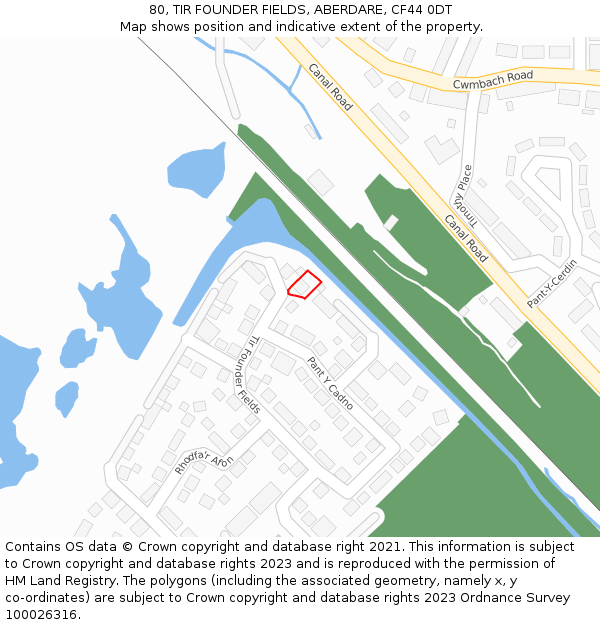 80, TIR FOUNDER FIELDS, ABERDARE, CF44 0DT: Location map and indicative extent of plot