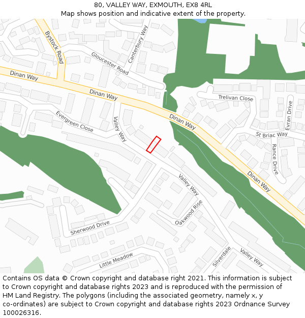 80, VALLEY WAY, EXMOUTH, EX8 4RL: Location map and indicative extent of plot