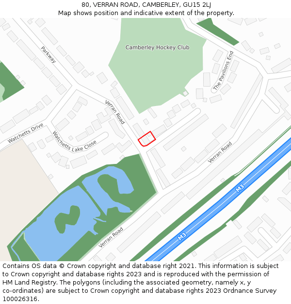 80, VERRAN ROAD, CAMBERLEY, GU15 2LJ: Location map and indicative extent of plot