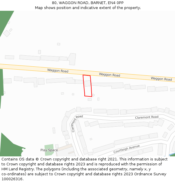 80, WAGGON ROAD, BARNET, EN4 0PP: Location map and indicative extent of plot