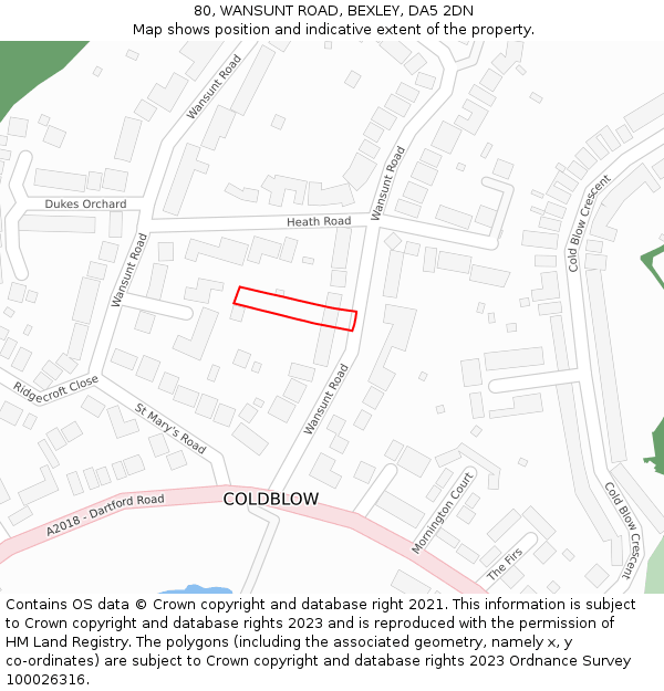 80, WANSUNT ROAD, BEXLEY, DA5 2DN: Location map and indicative extent of plot