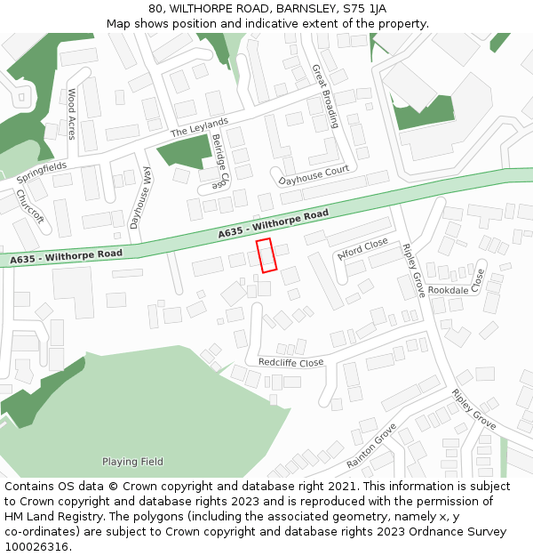 80, WILTHORPE ROAD, BARNSLEY, S75 1JA: Location map and indicative extent of plot