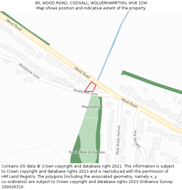 80, WOOD ROAD, CODSALL, WOLVERHAMPTON, WV8 1DW: Location map and indicative extent of plot