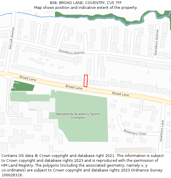 808, BROAD LANE, COVENTRY, CV5 7FF: Location map and indicative extent of plot