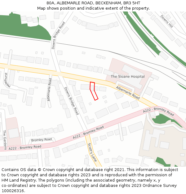 80A, ALBEMARLE ROAD, BECKENHAM, BR3 5HT: Location map and indicative extent of plot