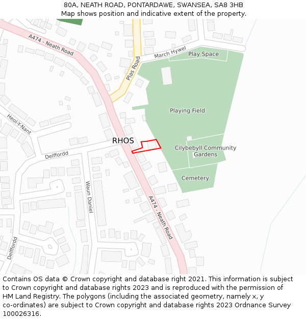 80A, NEATH ROAD, PONTARDAWE, SWANSEA, SA8 3HB: Location map and indicative extent of plot