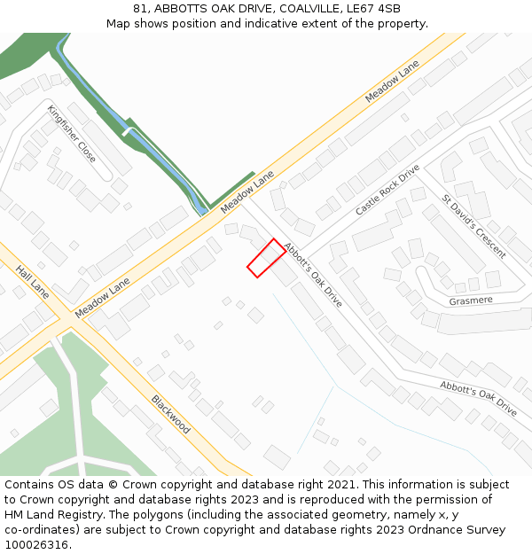 81, ABBOTTS OAK DRIVE, COALVILLE, LE67 4SB: Location map and indicative extent of plot