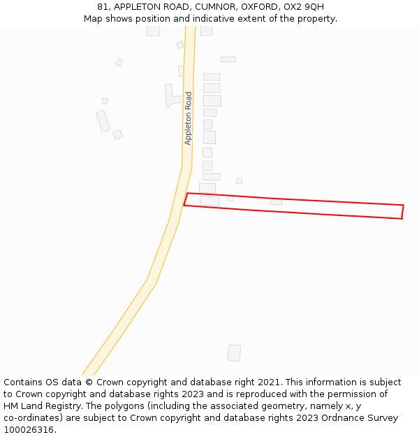 81, APPLETON ROAD, CUMNOR, OXFORD, OX2 9QH: Location map and indicative extent of plot