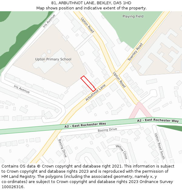 81, ARBUTHNOT LANE, BEXLEY, DA5 1HD: Location map and indicative extent of plot