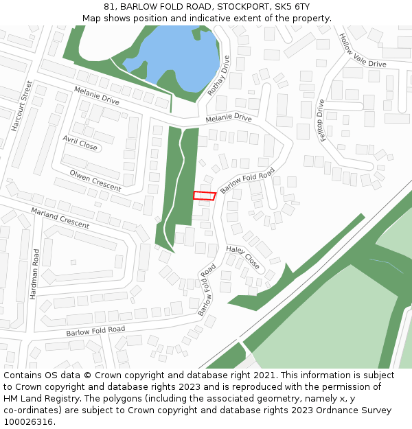 81, BARLOW FOLD ROAD, STOCKPORT, SK5 6TY: Location map and indicative extent of plot