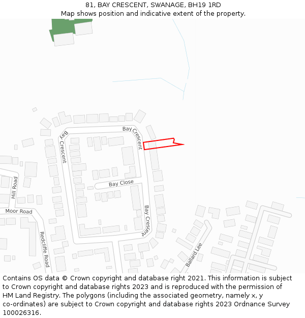 81, BAY CRESCENT, SWANAGE, BH19 1RD: Location map and indicative extent of plot