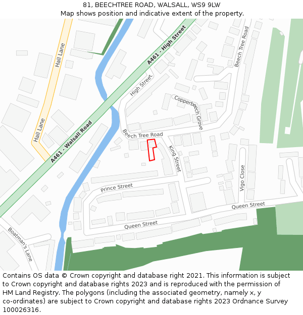 81, BEECHTREE ROAD, WALSALL, WS9 9LW: Location map and indicative extent of plot
