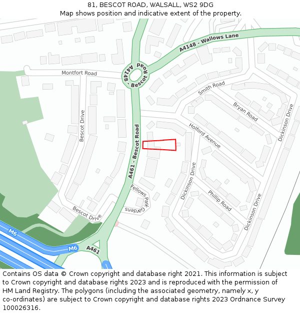 81, BESCOT ROAD, WALSALL, WS2 9DG: Location map and indicative extent of plot