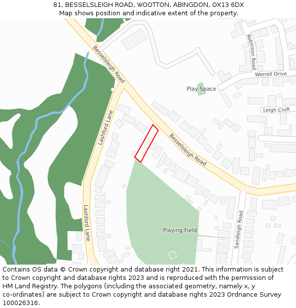 81, BESSELSLEIGH ROAD, WOOTTON, ABINGDON, OX13 6DX: Location map and indicative extent of plot