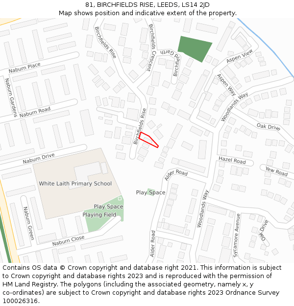 81, BIRCHFIELDS RISE, LEEDS, LS14 2JD: Location map and indicative extent of plot