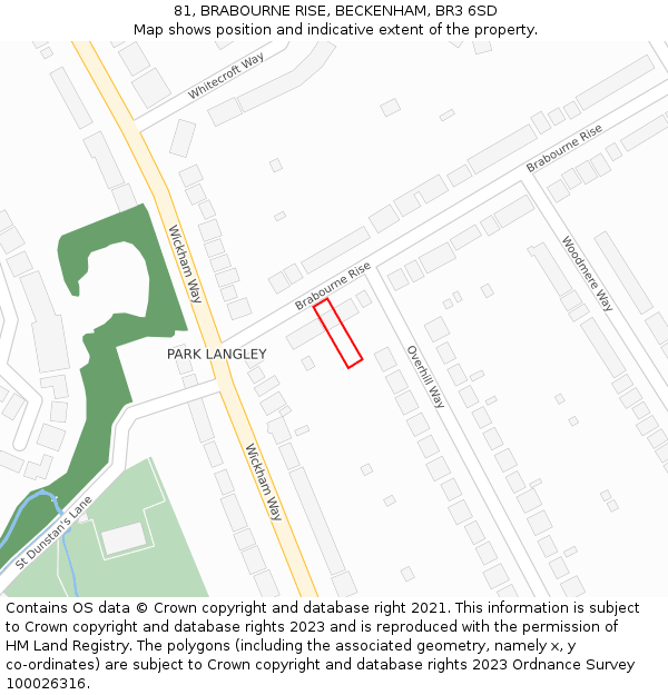 81, BRABOURNE RISE, BECKENHAM, BR3 6SD: Location map and indicative extent of plot