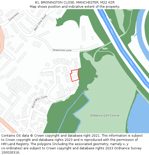 81, BRONINGTON CLOSE, MANCHESTER, M22 4ZR: Location map and indicative extent of plot