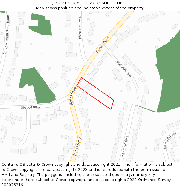 81, BURKES ROAD, BEACONSFIELD, HP9 1EE: Location map and indicative extent of plot