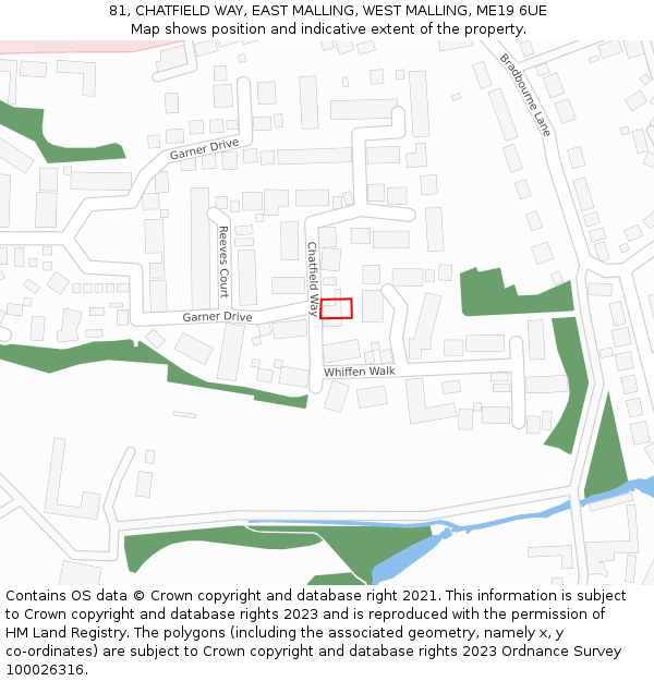 81, CHATFIELD WAY, EAST MALLING, WEST MALLING, ME19 6UE: Location map and indicative extent of plot