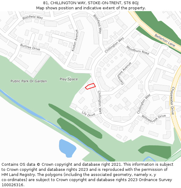 81, CHILLINGTON WAY, STOKE-ON-TRENT, ST6 8GJ: Location map and indicative extent of plot