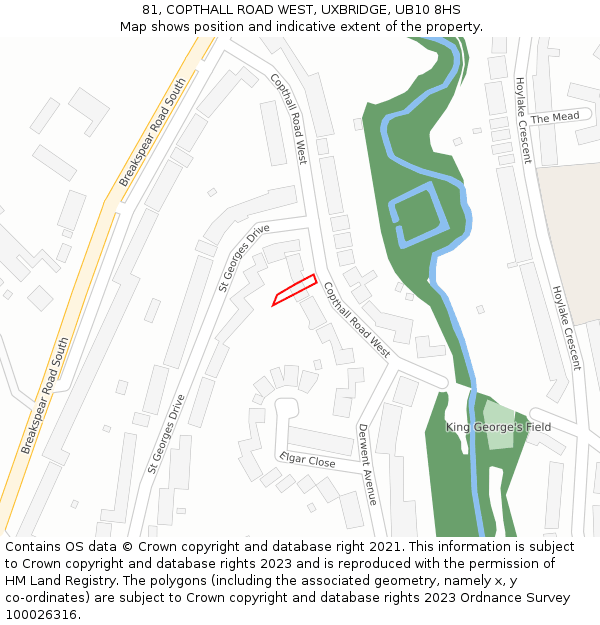 81, COPTHALL ROAD WEST, UXBRIDGE, UB10 8HS: Location map and indicative extent of plot