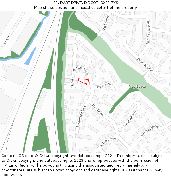 81, DART DRIVE, DIDCOT, OX11 7XS: Location map and indicative extent of plot