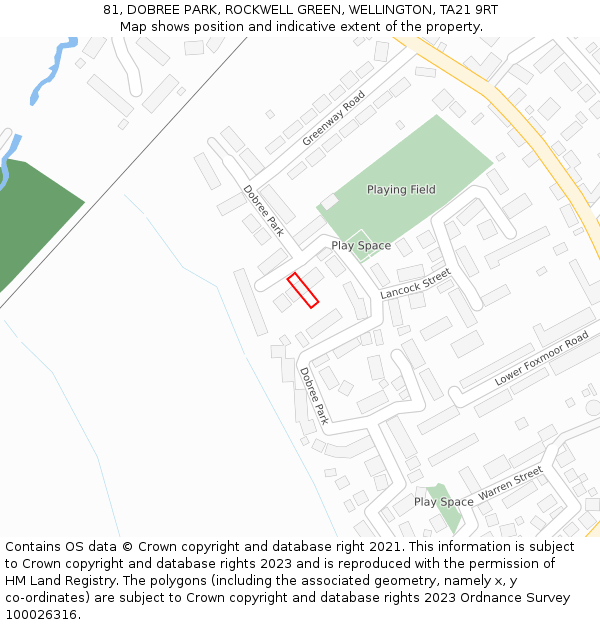 81, DOBREE PARK, ROCKWELL GREEN, WELLINGTON, TA21 9RT: Location map and indicative extent of plot