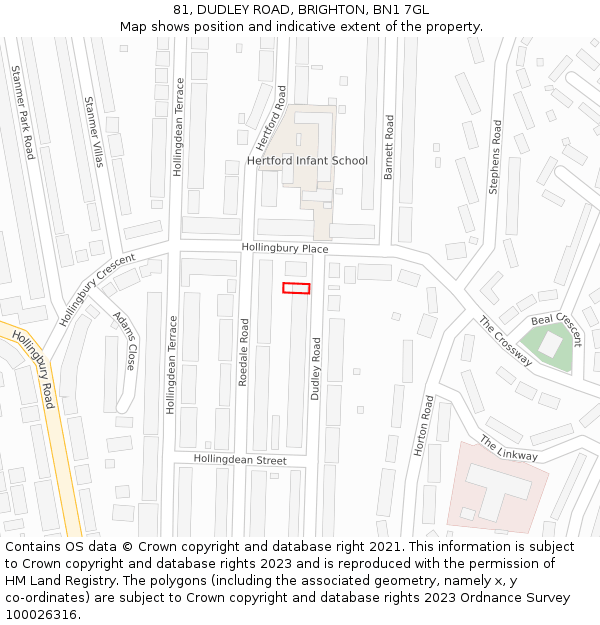 81, DUDLEY ROAD, BRIGHTON, BN1 7GL: Location map and indicative extent of plot