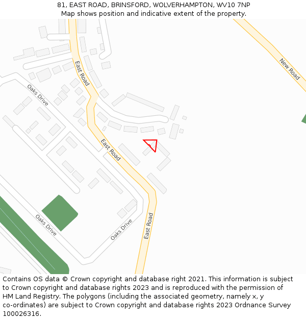 81, EAST ROAD, BRINSFORD, WOLVERHAMPTON, WV10 7NP: Location map and indicative extent of plot