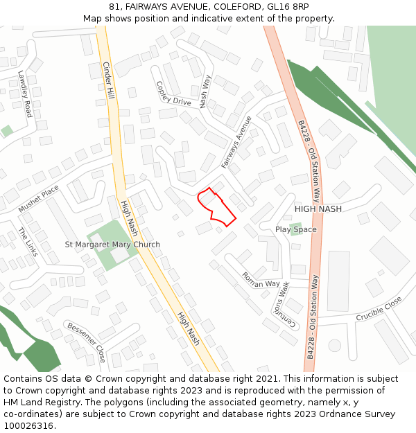 81, FAIRWAYS AVENUE, COLEFORD, GL16 8RP: Location map and indicative extent of plot