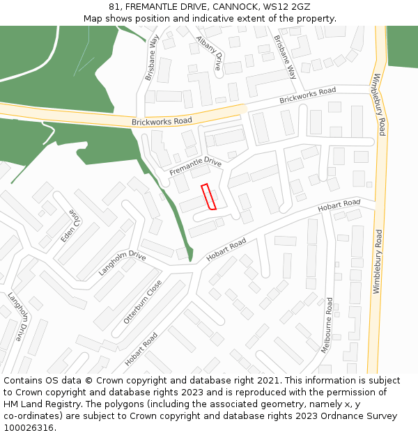 81, FREMANTLE DRIVE, CANNOCK, WS12 2GZ: Location map and indicative extent of plot