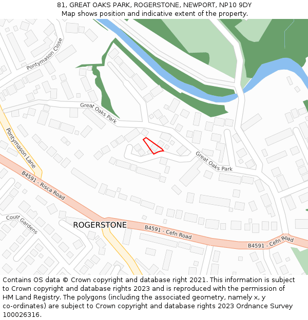 81, GREAT OAKS PARK, ROGERSTONE, NEWPORT, NP10 9DY: Location map and indicative extent of plot