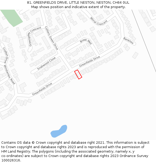 81, GREENFIELDS DRIVE, LITTLE NESTON, NESTON, CH64 0UL: Location map and indicative extent of plot