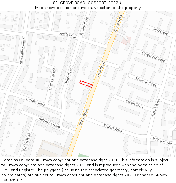 81, GROVE ROAD, GOSPORT, PO12 4JJ: Location map and indicative extent of plot