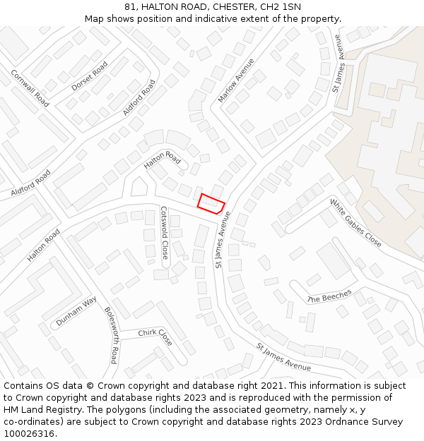 81, HALTON ROAD, CHESTER, CH2 1SN: Location map and indicative extent of plot