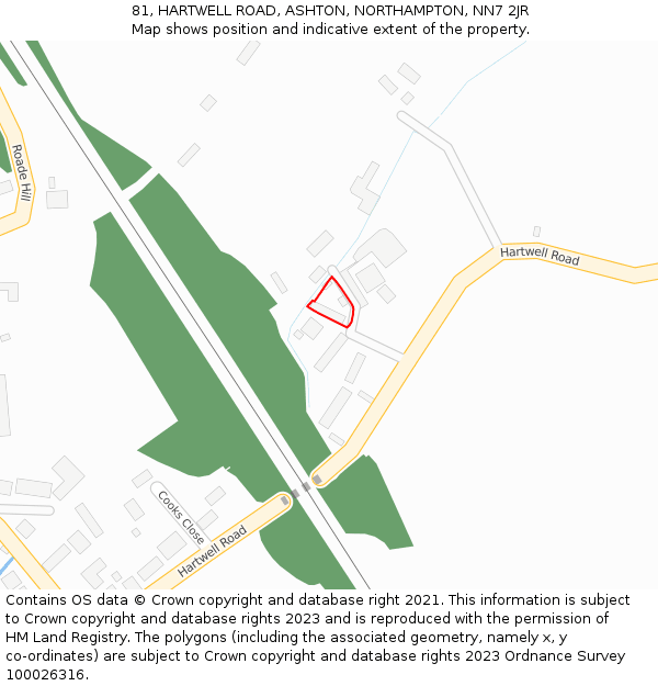 81, HARTWELL ROAD, ASHTON, NORTHAMPTON, NN7 2JR: Location map and indicative extent of plot