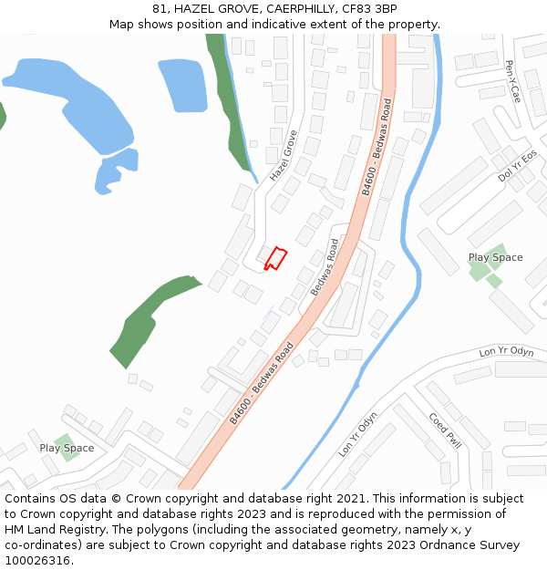 81, HAZEL GROVE, CAERPHILLY, CF83 3BP: Location map and indicative extent of plot