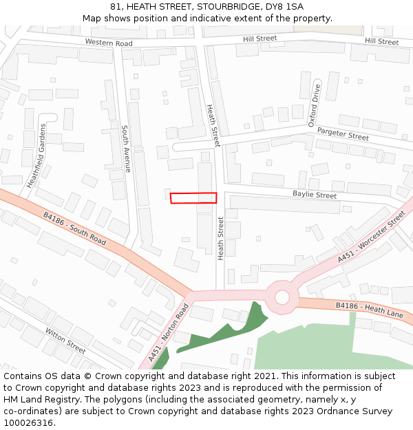 81, HEATH STREET, STOURBRIDGE, DY8 1SA: Location map and indicative extent of plot